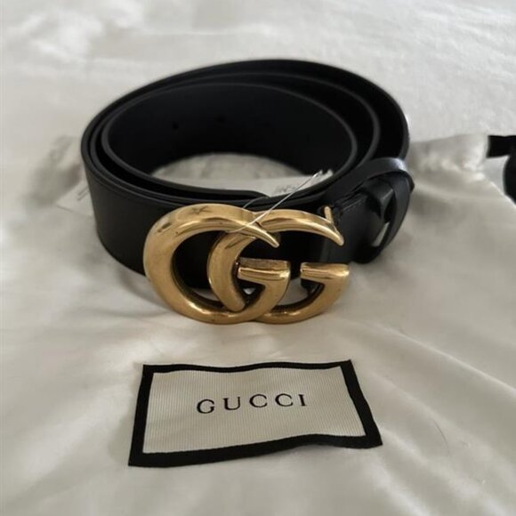 Authentic Gucci Double G Leather Belt (Size M) - Picture 1 of 4